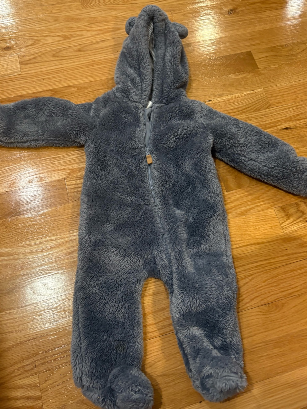 Carter's Plush Hooded Baby One-Piece in Charcoal Gray